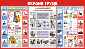 С130 Охрана труда при работе на складе (1200х700мм, пластик 2мм) - Стенды - Охрана труда на складе - Магазин охраны труда и техники безопасности stroiplakat.ru